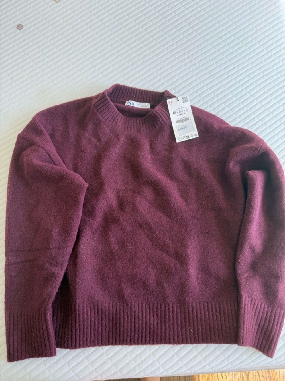 ZARA Women's Burgundy Crewneck Sweater